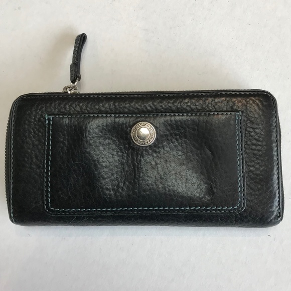 Coach black pebbled leather long zip-around wallet - Picture 1 of 7